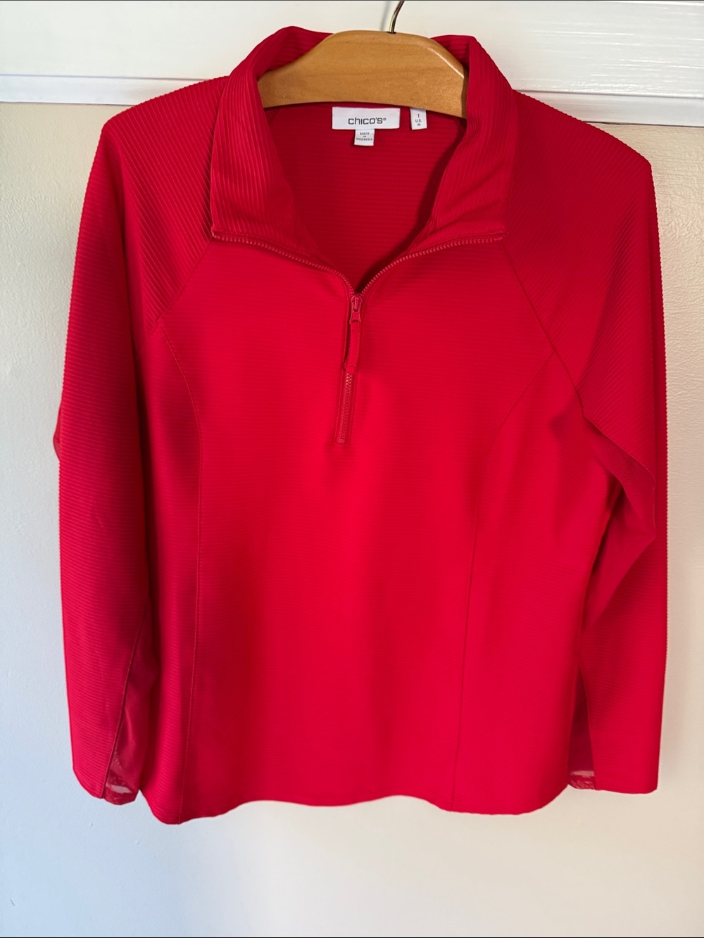 Chico's Bright Red Quarter-Zip Pullover - NWOT